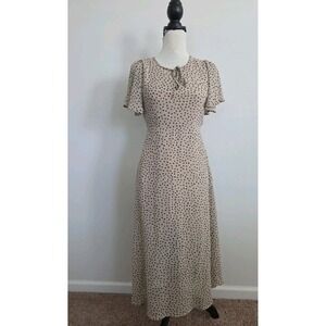 Hayden‎ Los Angeles Ruffle Sleeve Long Beige Speckled Dress, Classy, Date Night